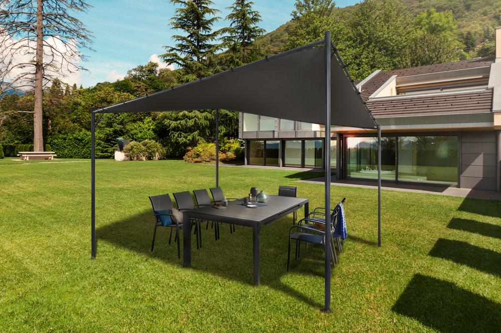 Tonnelle toile tendue CALA 3,5x3,5m gris anthracite