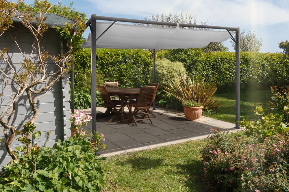 Pergola toit rétractable MARIA 3x3m Toile gris clair