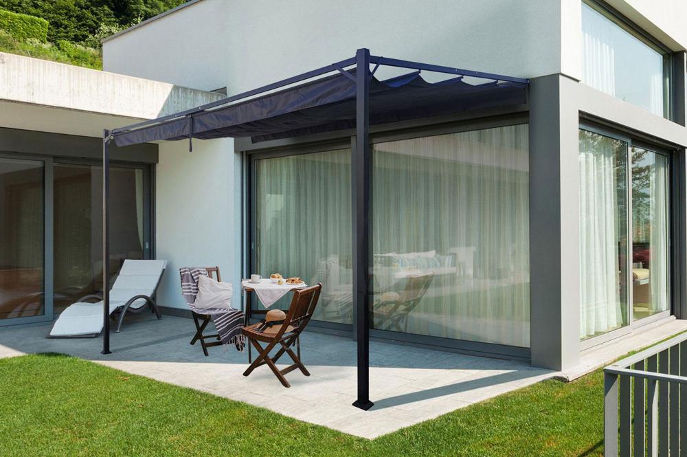 Pergola adossée NOOSA 4x3m Toile gris anthracite