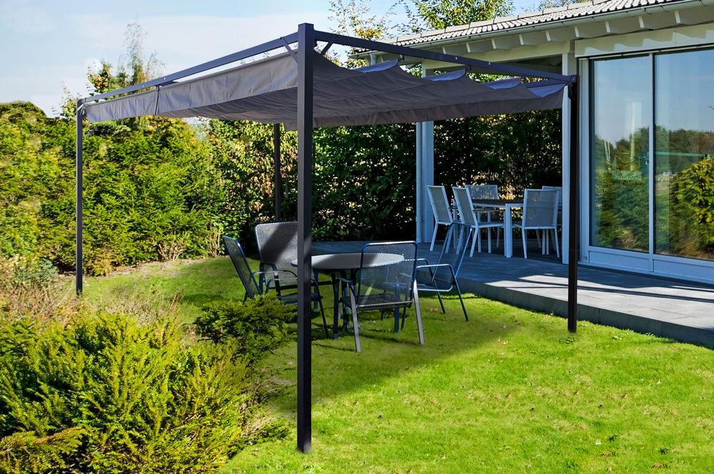 Pergola autoportée NOOSA 4x3m Toile gris clair
