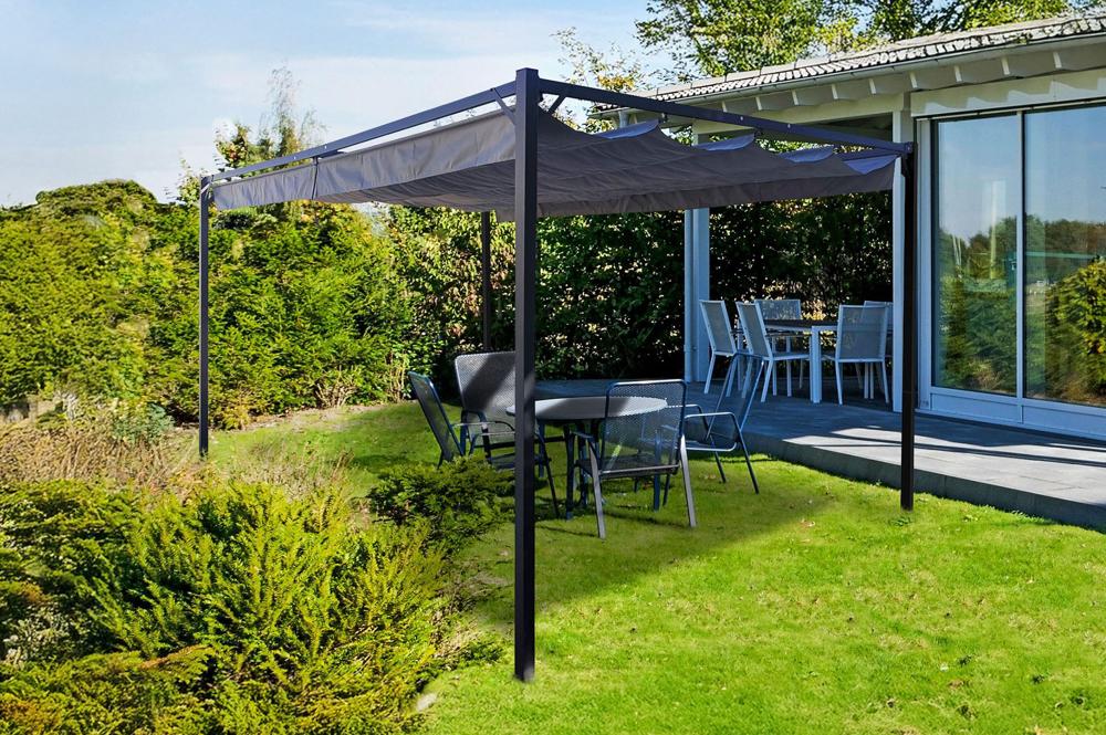 Pergola autoportée NOOSA 4x3m Toile gris clair