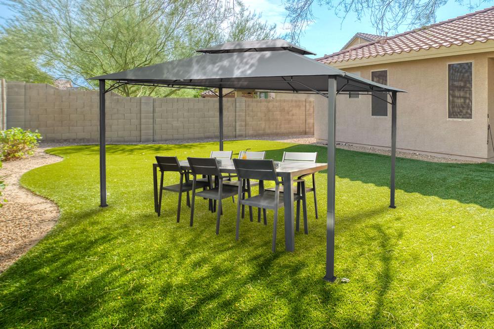 Kiosque de jardin SAO 4x3m Toile gris clair