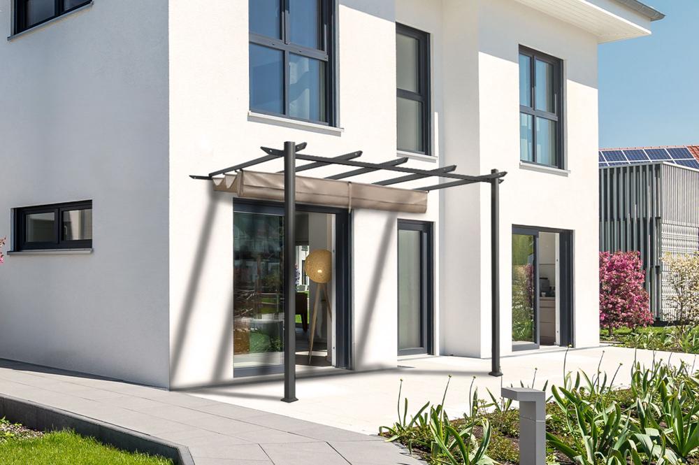 Pergola MIRA 400L300 Beige Wandmontage