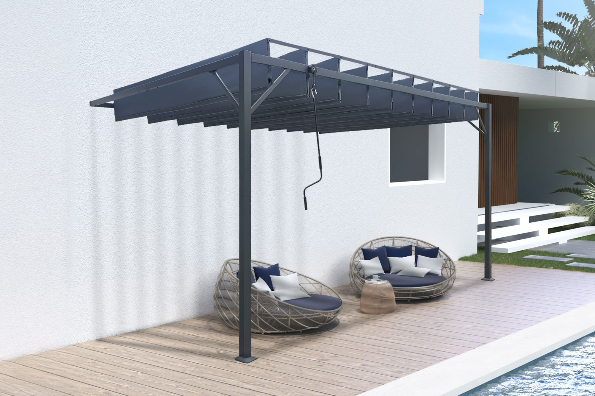 Pergola bioclimatique adossée