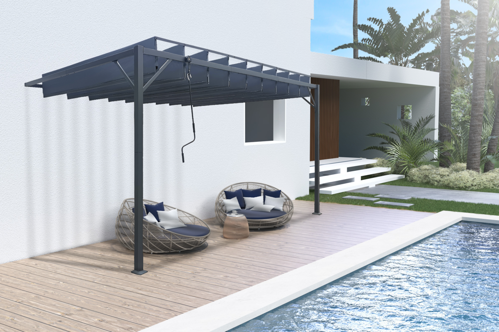 Pergola bioclimatica inclinata BAHIA 4x3m panza gri antracit