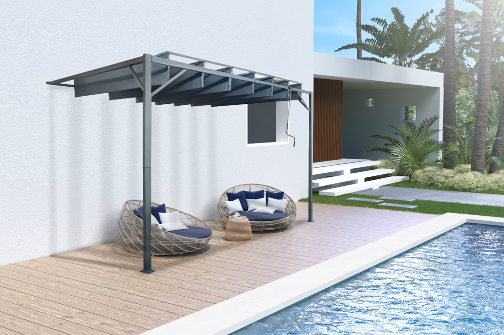 Ferde bioklimatikus pergola BAHIA 3x3m antracitszürke vászon
