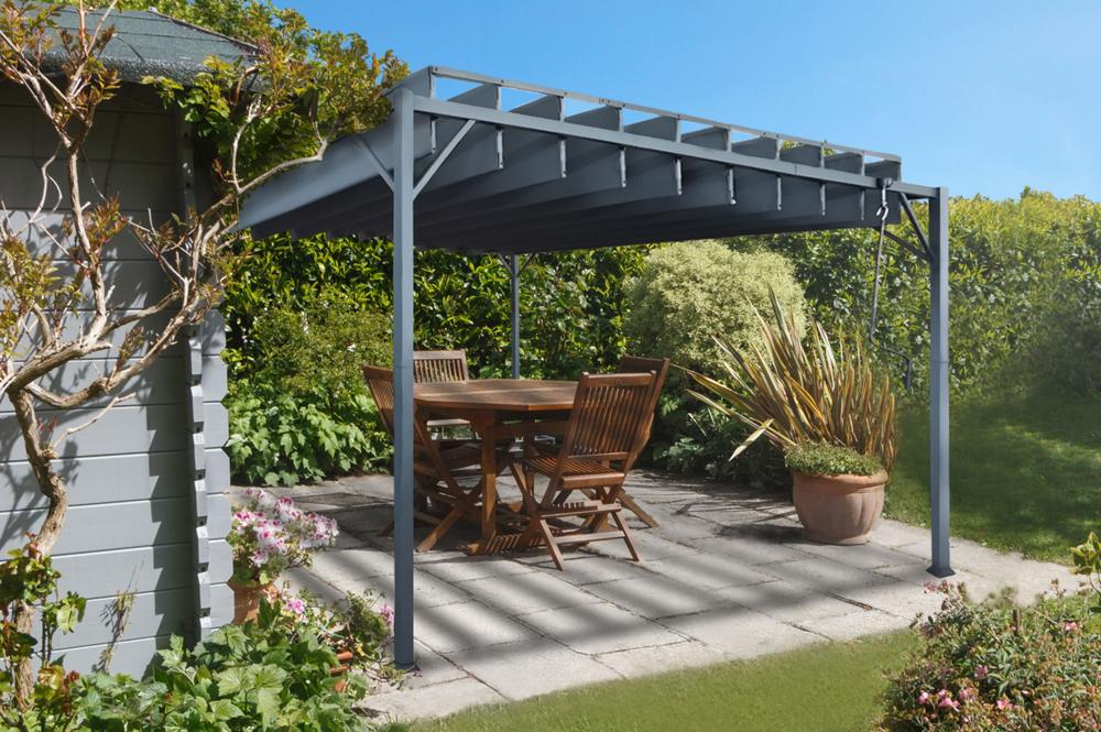 Pergola bioclimatique BAHIA 4x3m Toile gris anthracite