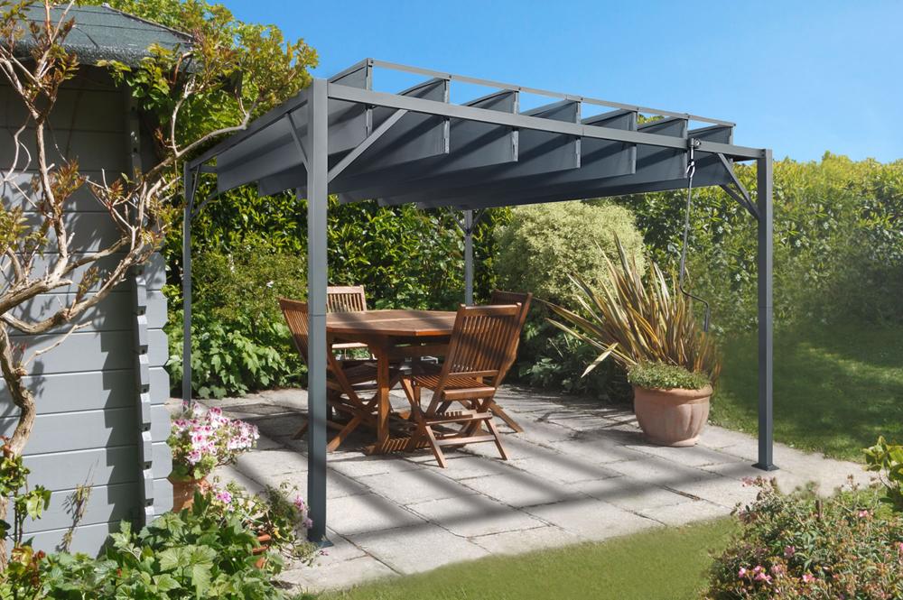 Pergola bioclimatique BAHIA 3x3m Toile gris anthracite