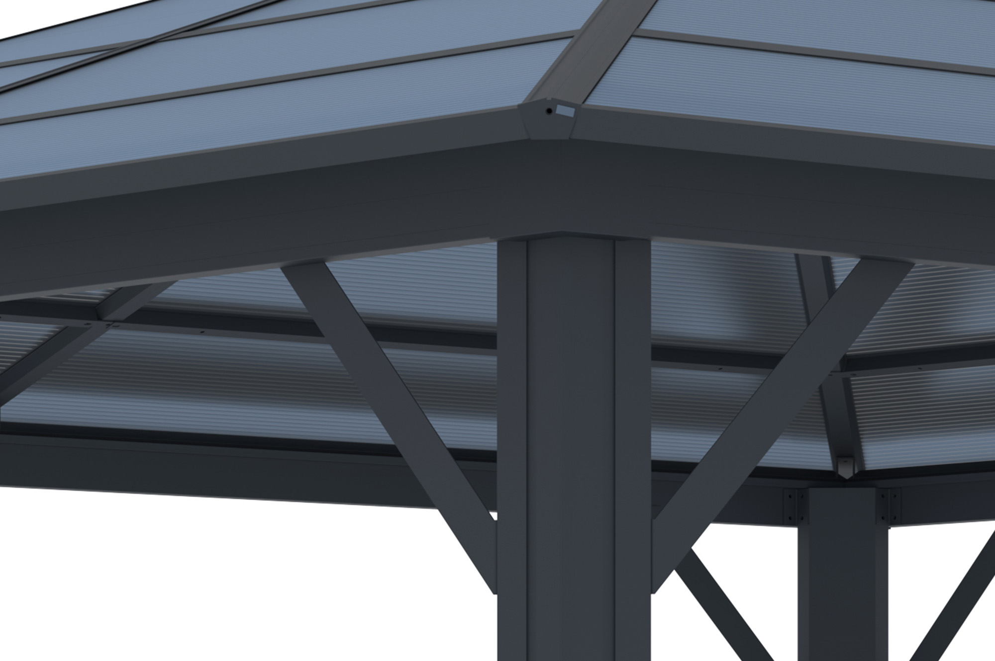 Kiosque de jardin GRACE 3,5x3,5m aluminium gris anthracite 4