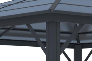 Kiosque de jardin GRACE 3,5x3,5m aluminium gris anthracite 4