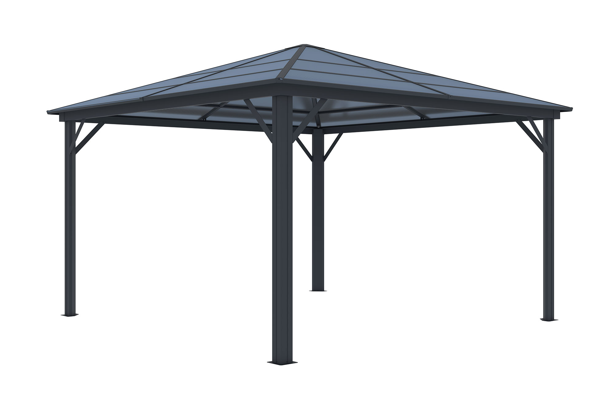 Kiosque de jardin GRACE 3,5x3,5m aluminium gris anthracite 3