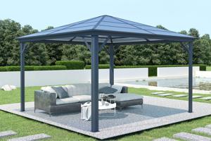 Kiosque de jardin GRACE 3,5x3,5m aluminium gris anthracite main image