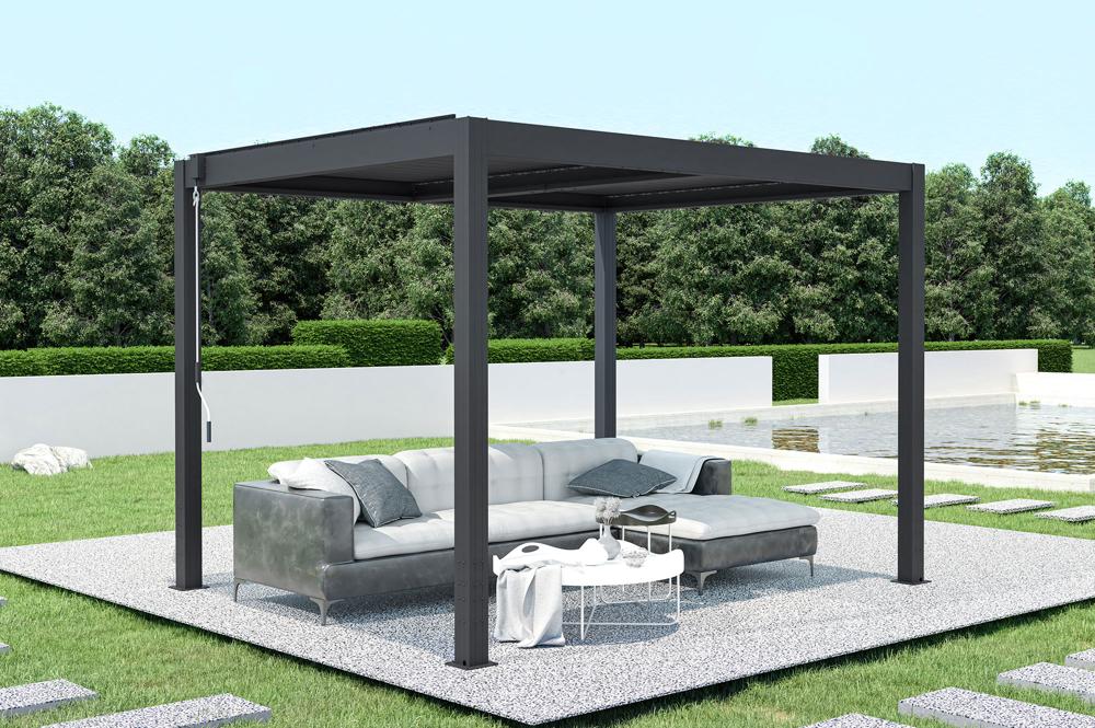 Pergola bioclimatique SANTA 3x2,5m aluminium gris