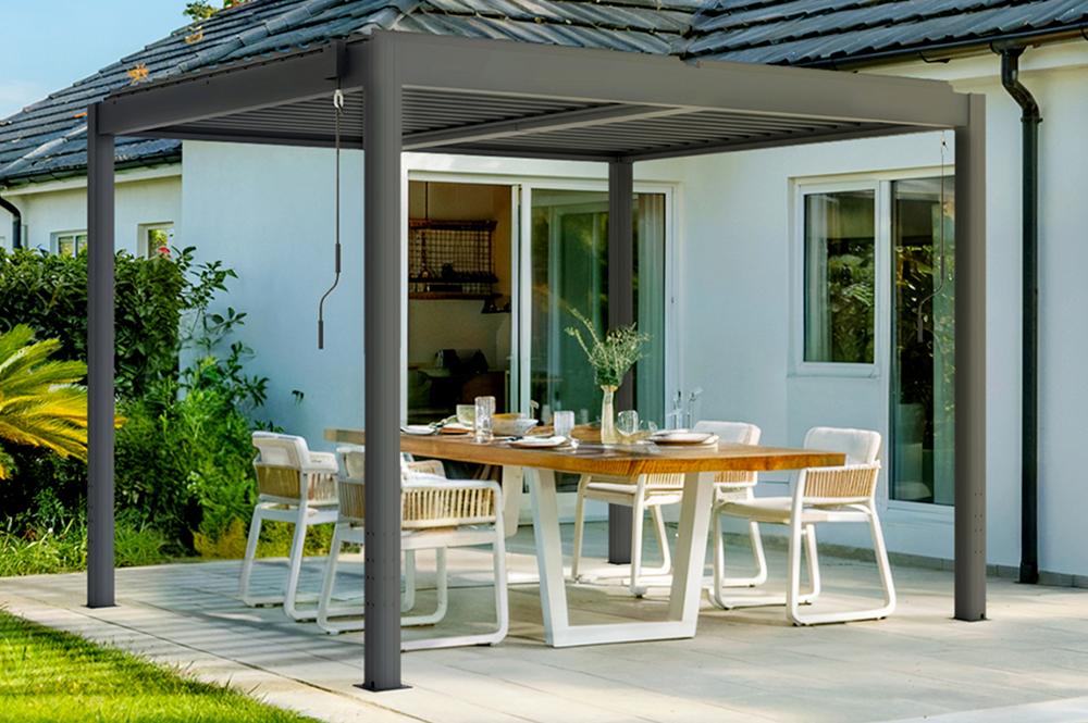 Pergola bioclimatique SANTA 3x2,5m aluminium gris