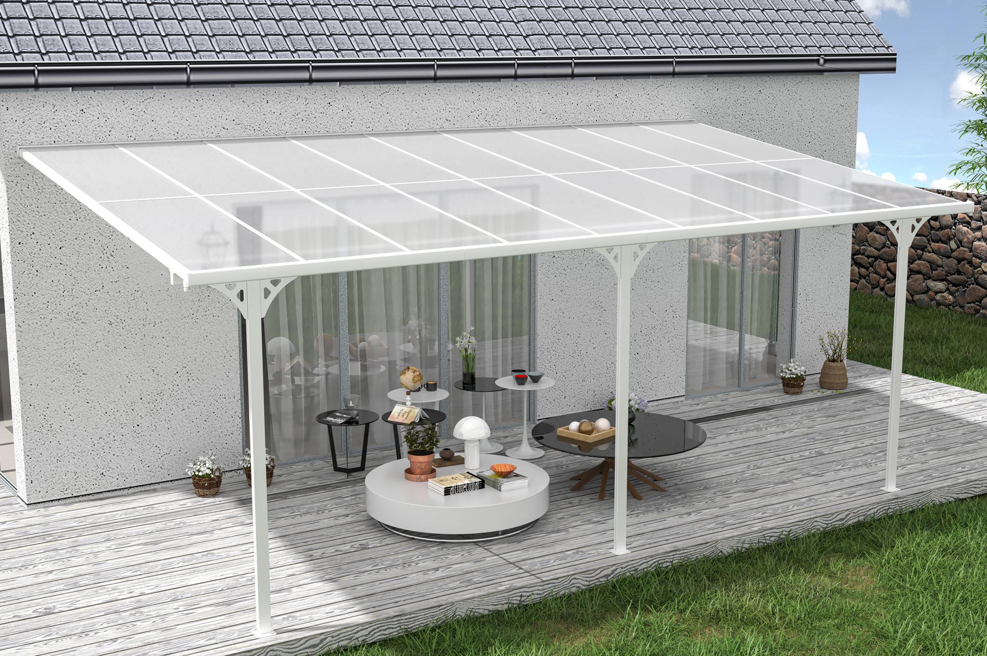 Fali Autóbeálló / Pergola 16,5m² KLEO 5,5x3m Alumínium Fehér 9