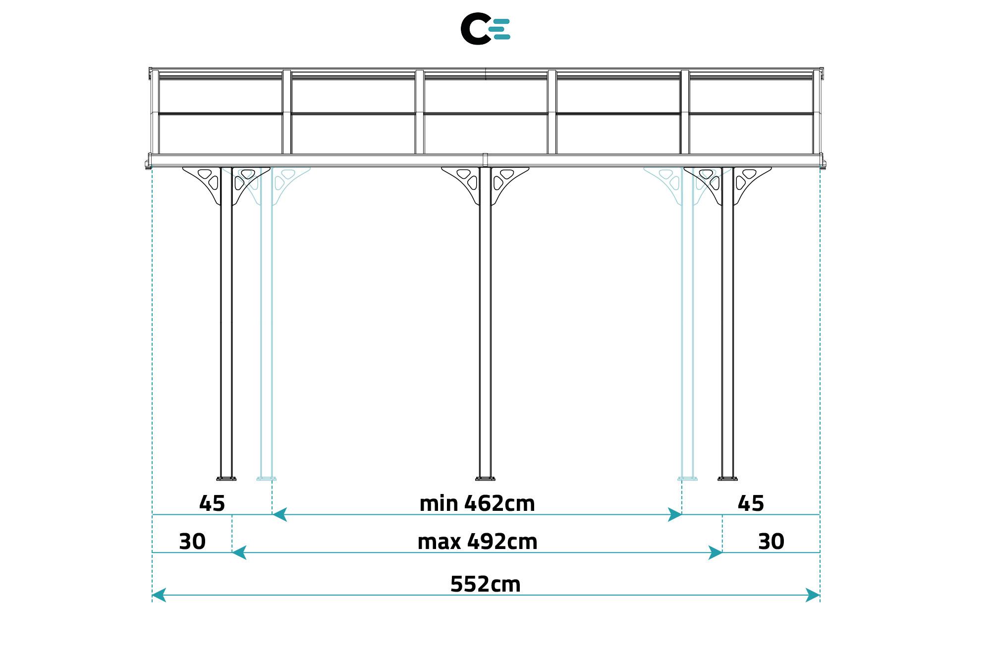 Fali Autóbeálló / Pergola 16,5m² KLEO 5,5x3m Alumínium Fehér 8