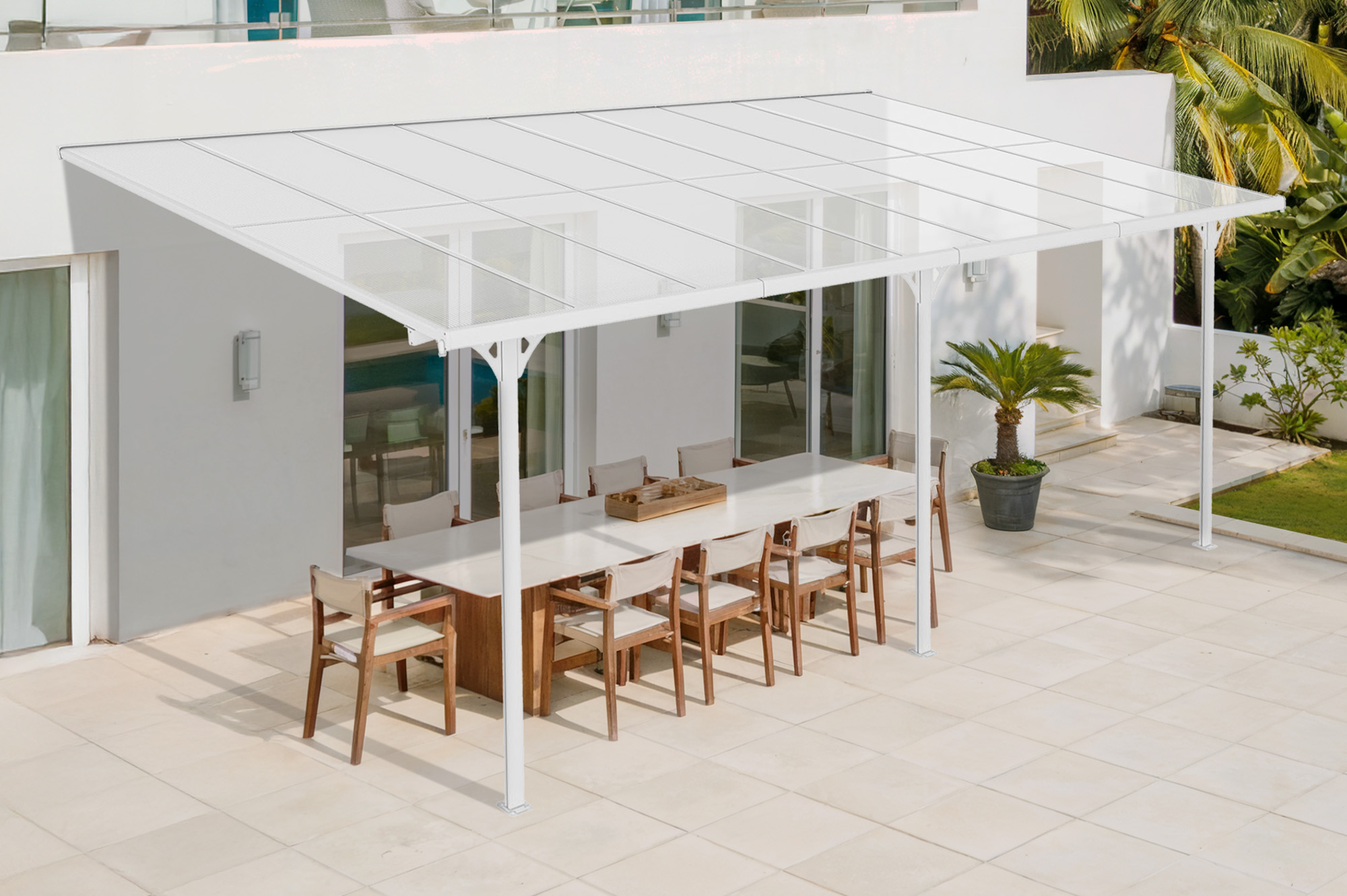 Fali Autóbeálló / Pergola 16,5m² KLEO 5,5x3m Alumínium Fehér main_image