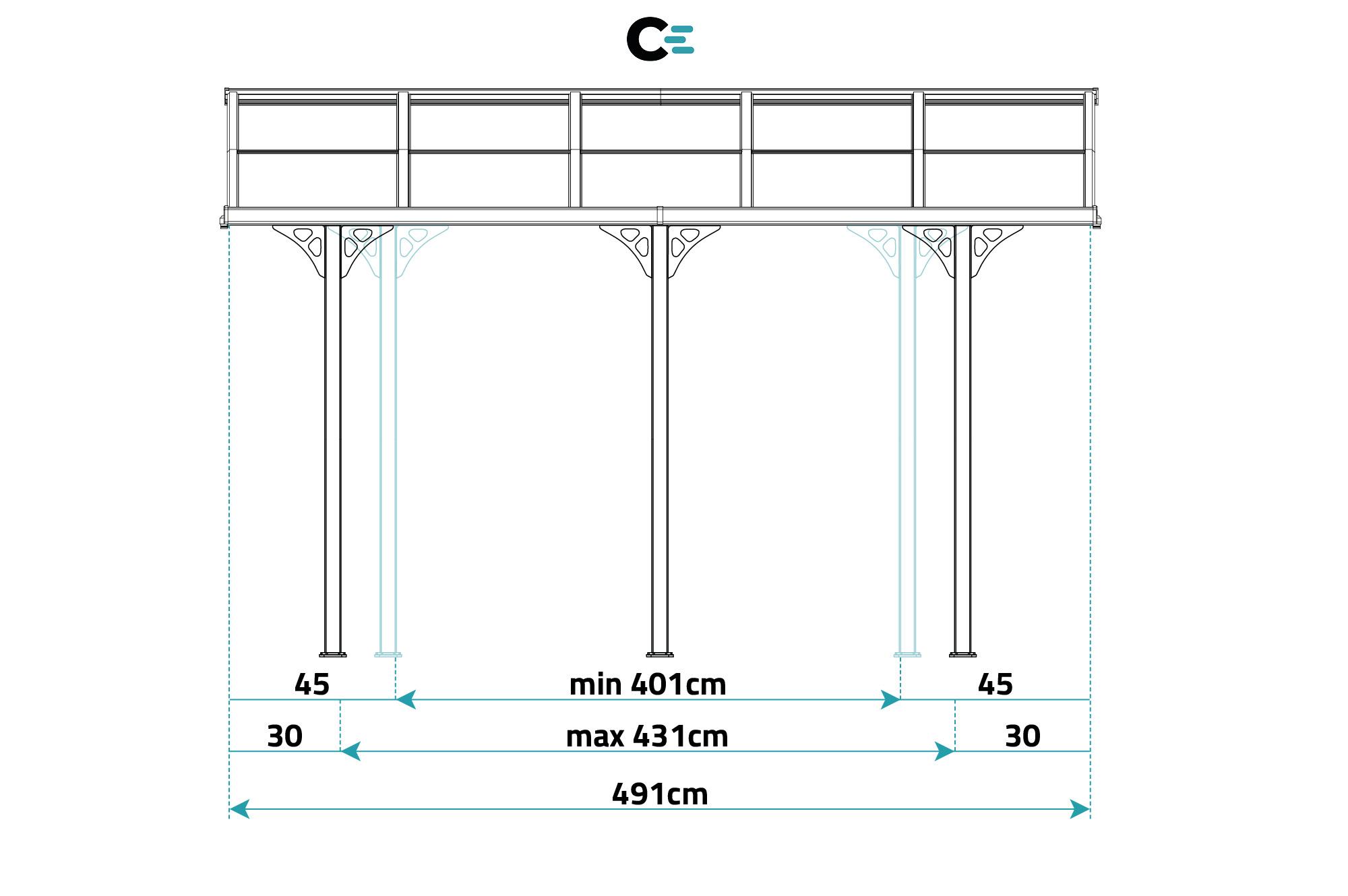 Fali Autóbeálló / Pergola 15m² KLEO 5x3m Alumínium Fehér 8