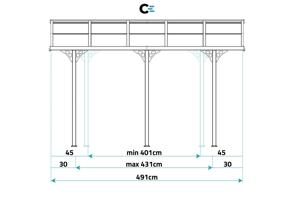 Fali Autóbeálló / Pergola 15m² KLEO 5x3m Alumínium Fehér 8
