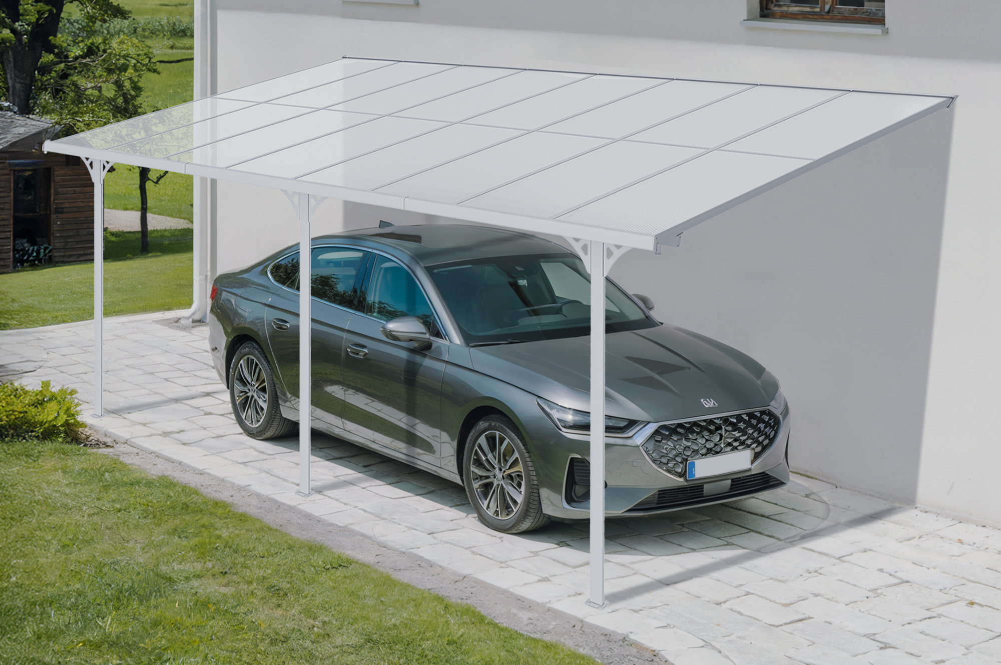 Pergola/carportadossé15m²KLEO500x300cmalublanc