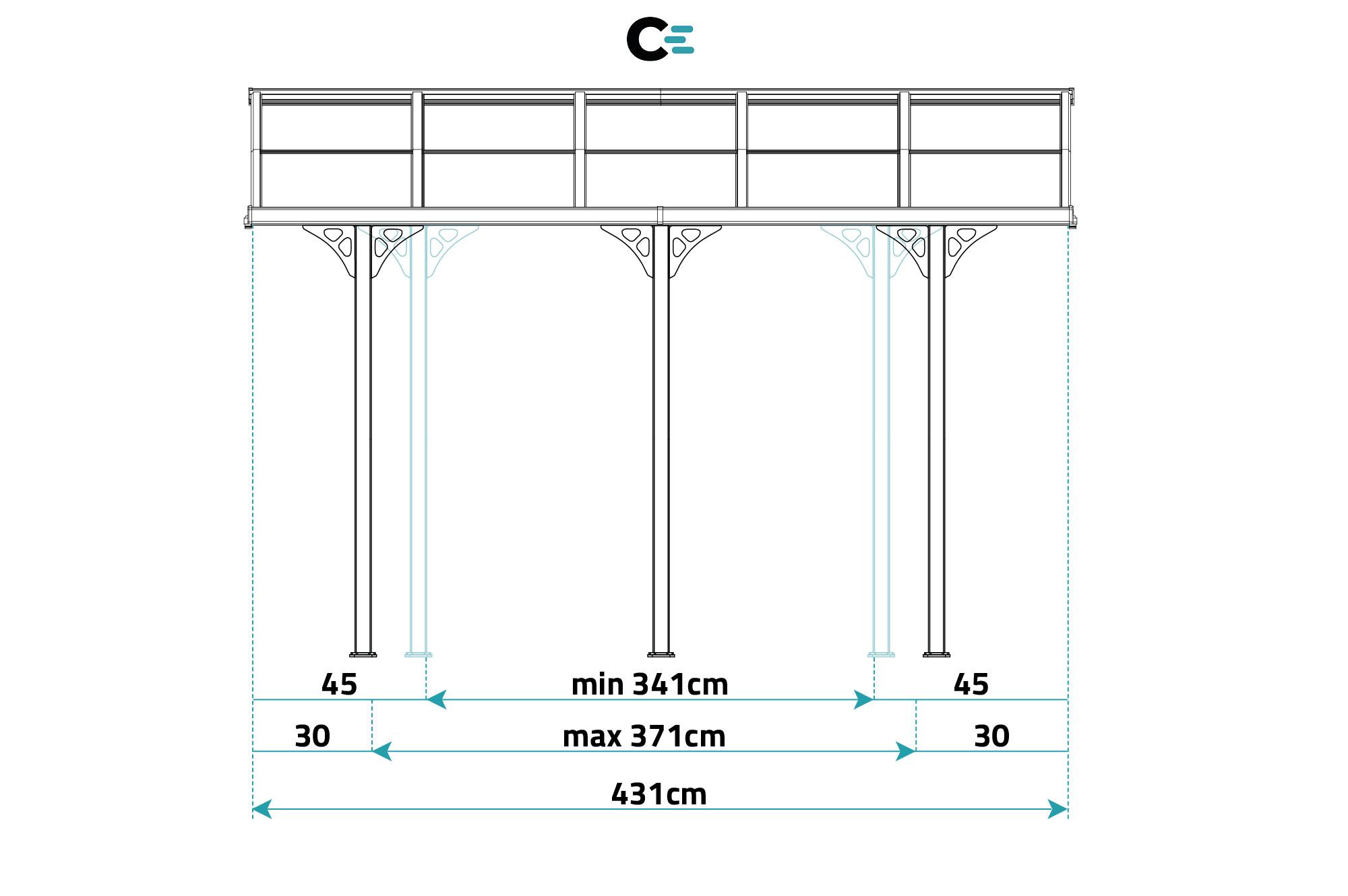 Carport / Pérgola Adosada 13,5m² KLEO 4,5x3m Aluminio Blanco 8
