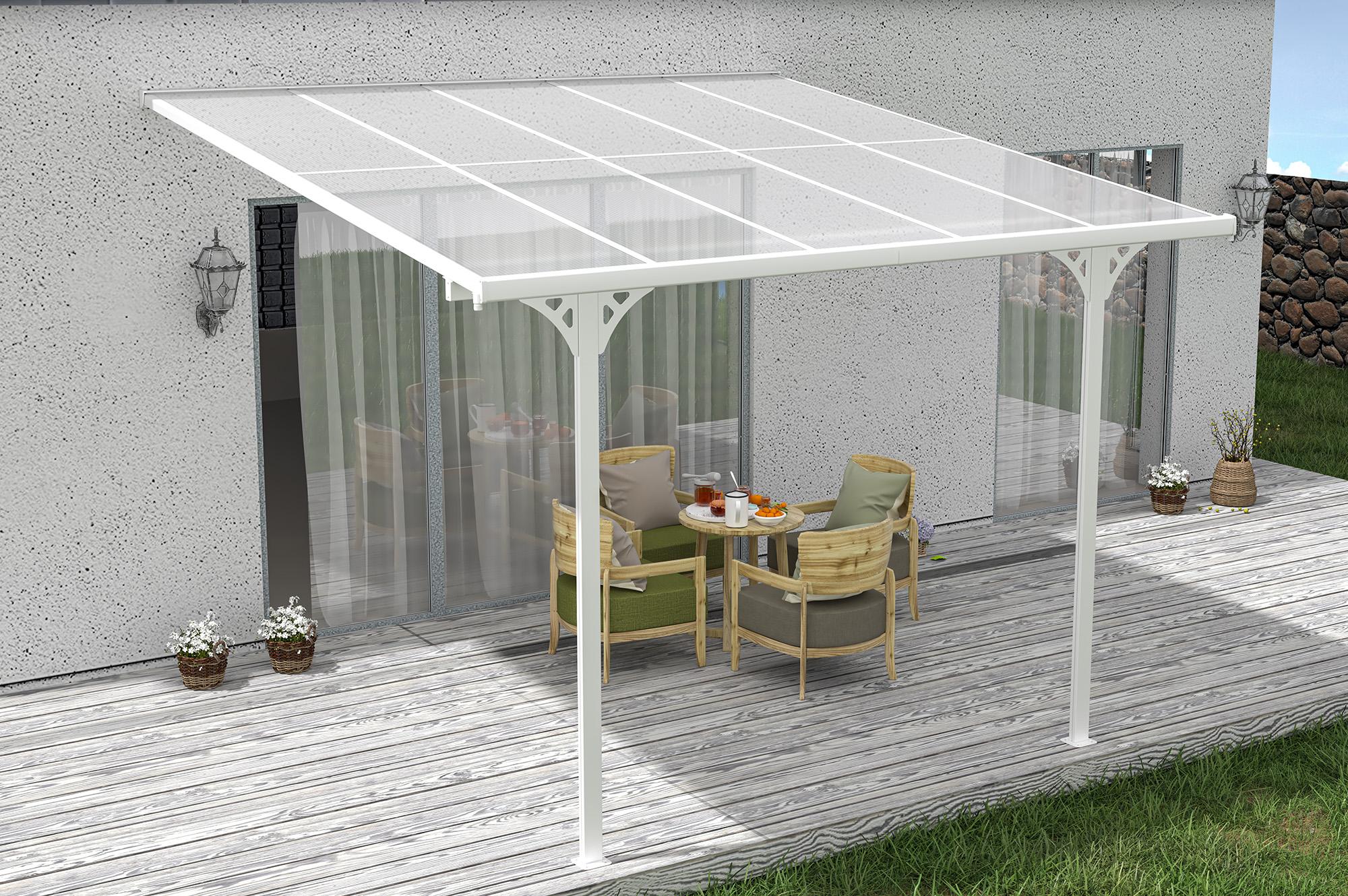 Anlehn-Carport / Pergola 12m² KLEO 4x3m Aluminium Weiß 10