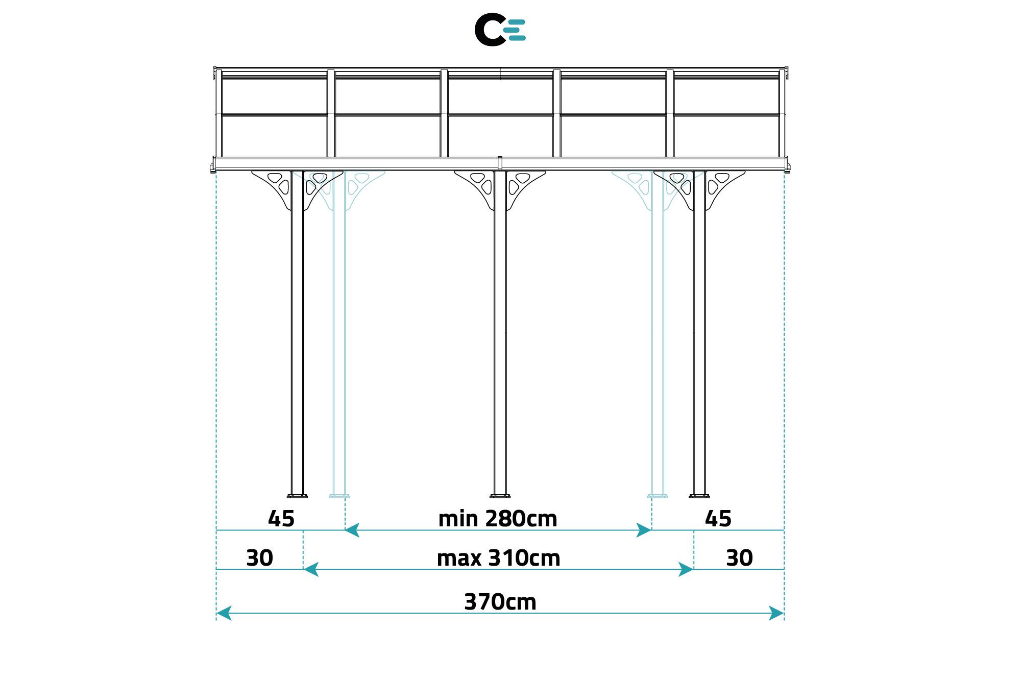 Anlehn-Carport / Pergola 12m² KLEO 4x3m Aluminium Weiß 8