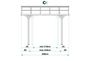 Fali Autóbeálló / Pergola 9m² KLEO 3x3m Alumínium Fehér 8