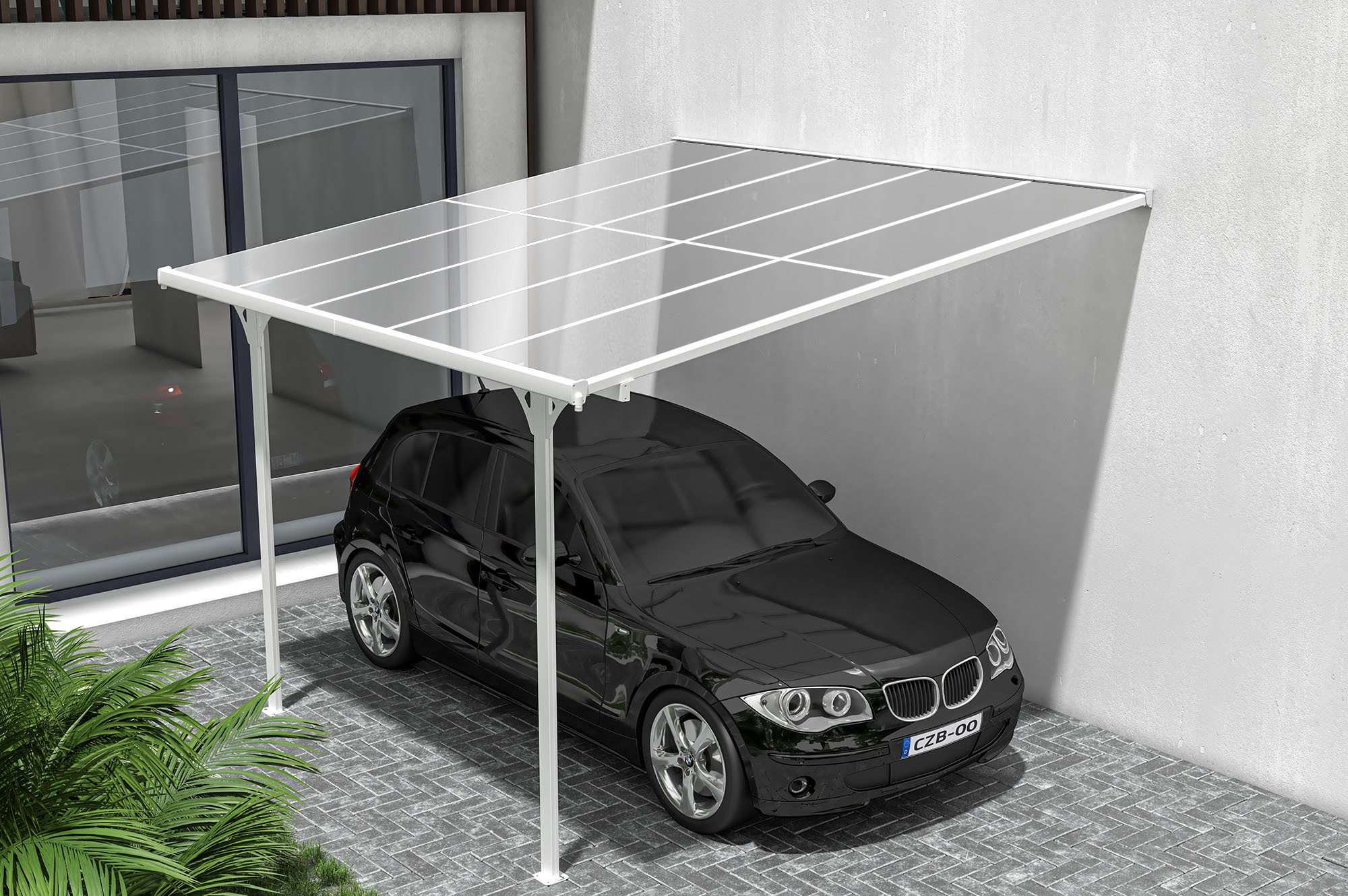 Fali Autóbeálló / Pergola 9m² KLEO 3x3m Alumínium Fehér 9