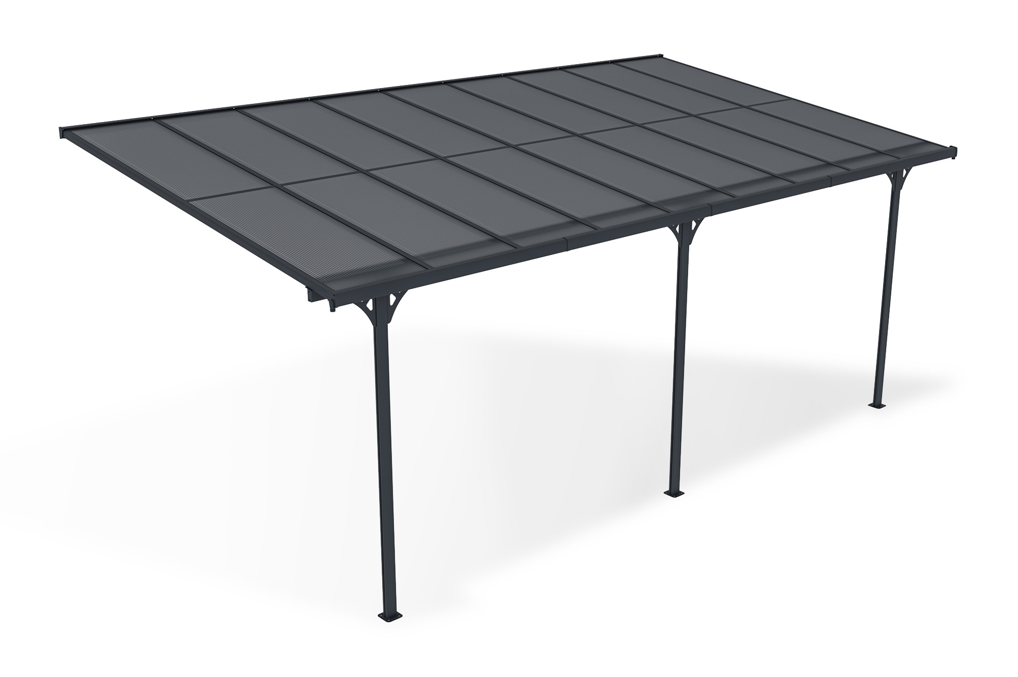 Carport / Pérgola Adosada 16,5m² KLEO 5,5x3m Aluminio Gris 4