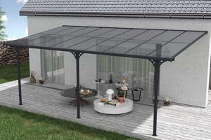 Carport / Pérgola Adosada 16,5m² KLEO 5,5x3m Aluminio Gris 10