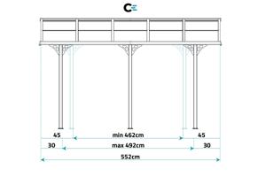 Carport / Pérgola Adosada 16,5m² KLEO 5,5x3m Aluminio Gris 9