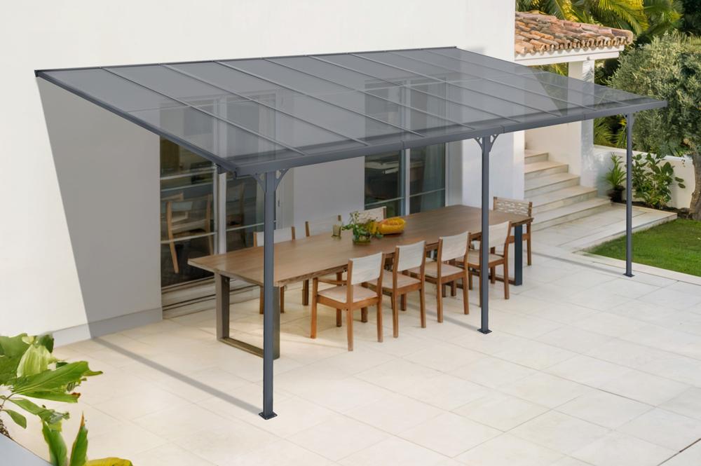 Toit terrasse/Carport 16,5m² KLEO 5,5x3m aluminium gris