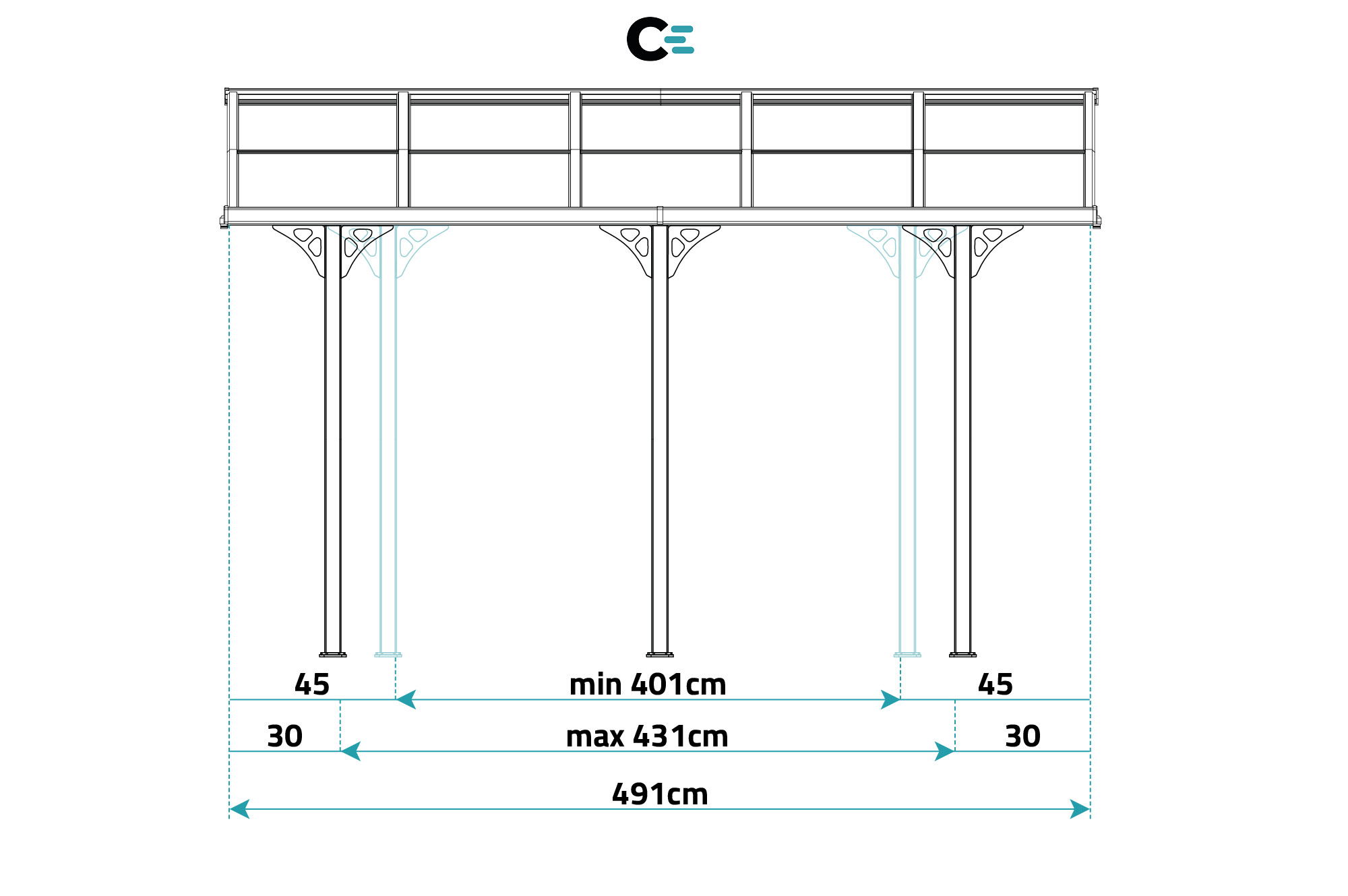 Fali Autóbeálló / Pergola 15m² KLEO 5x3m Alumínium Szürke 8