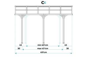Fali Autóbeálló / Pergola 15m² KLEO 5x3m Alumínium Szürke 8