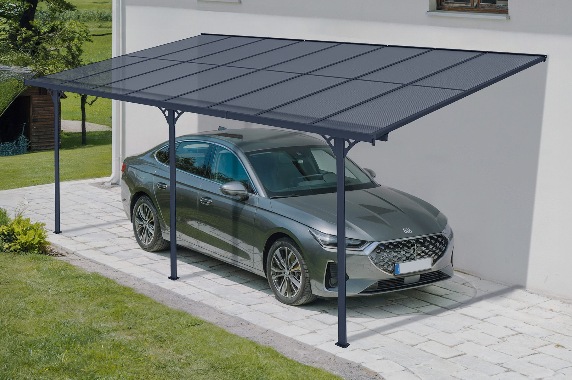 Fali Autóbeálló / Pergola 15m² KLEO 5x3m Alumínium Szürke 9