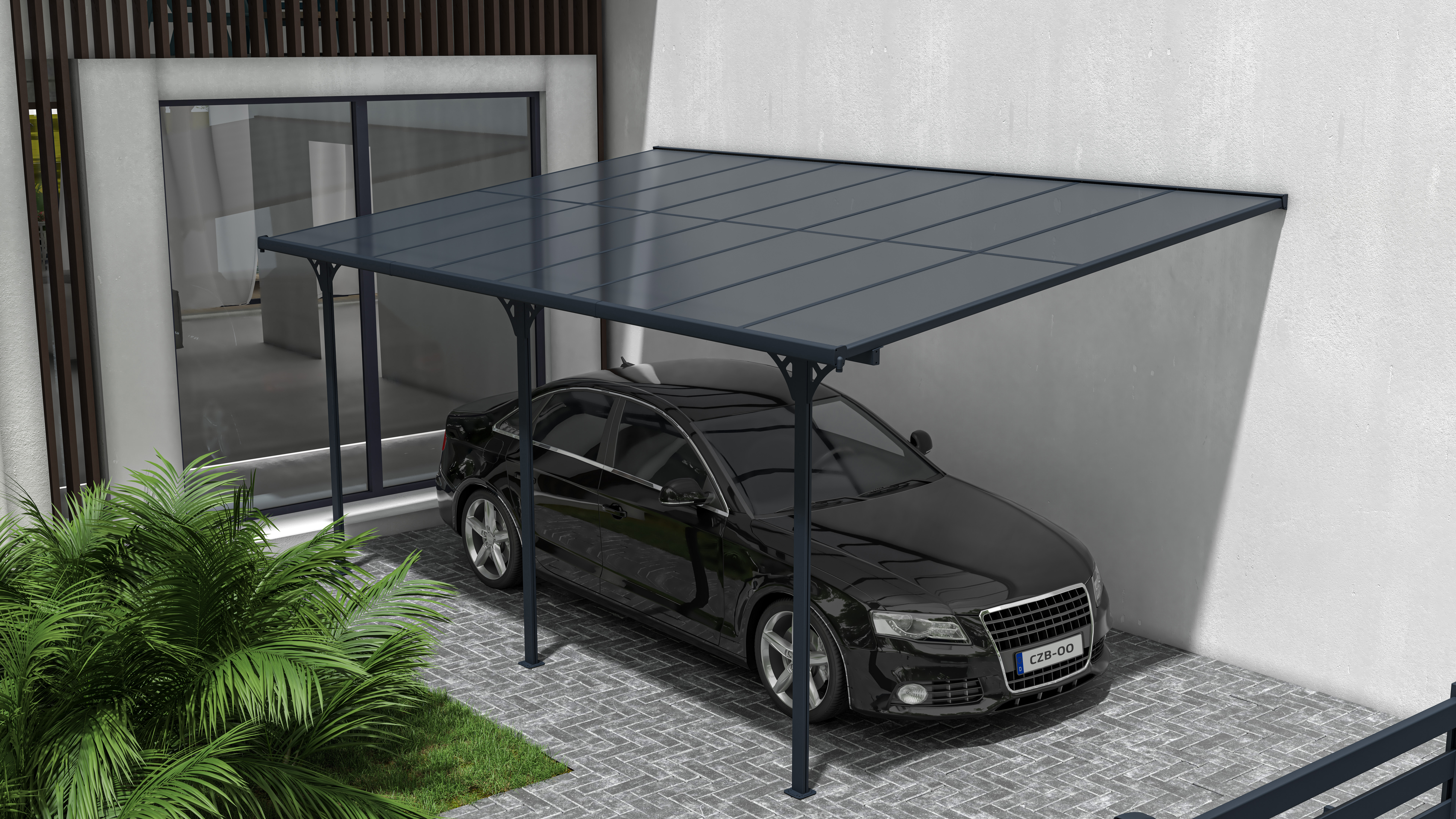 Fali Autóbeálló / Pergola 15m² KLEO 5x3m Alumínium Szürke 11