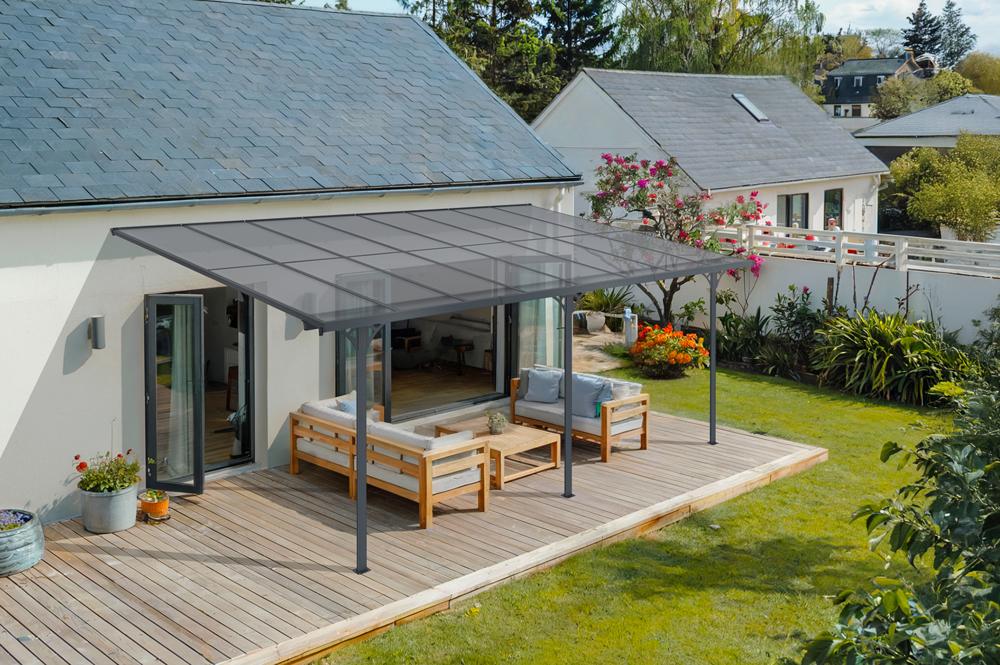 Toit terrasse/Carport 15m² KLEO 5x3m aluminium gris