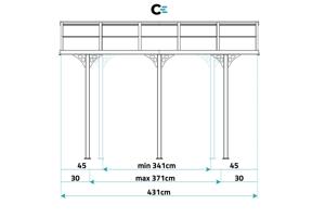 Fali Autóbeálló / Pergola 13,5m² KLEO 4,5x3m Alumínium Szürke 8