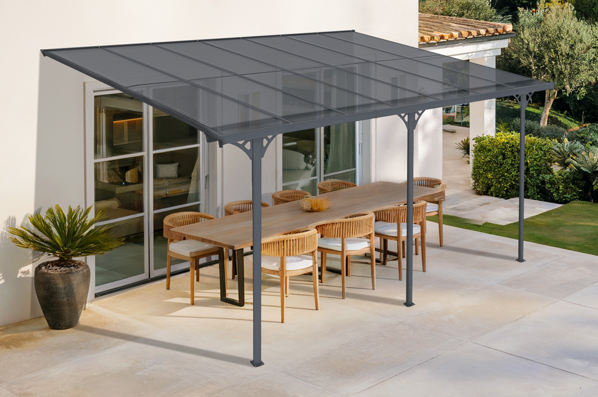 Fali Autóbeálló / Pergola 13,5m² KLEO 4,5x3m Alumínium Szürke main_image