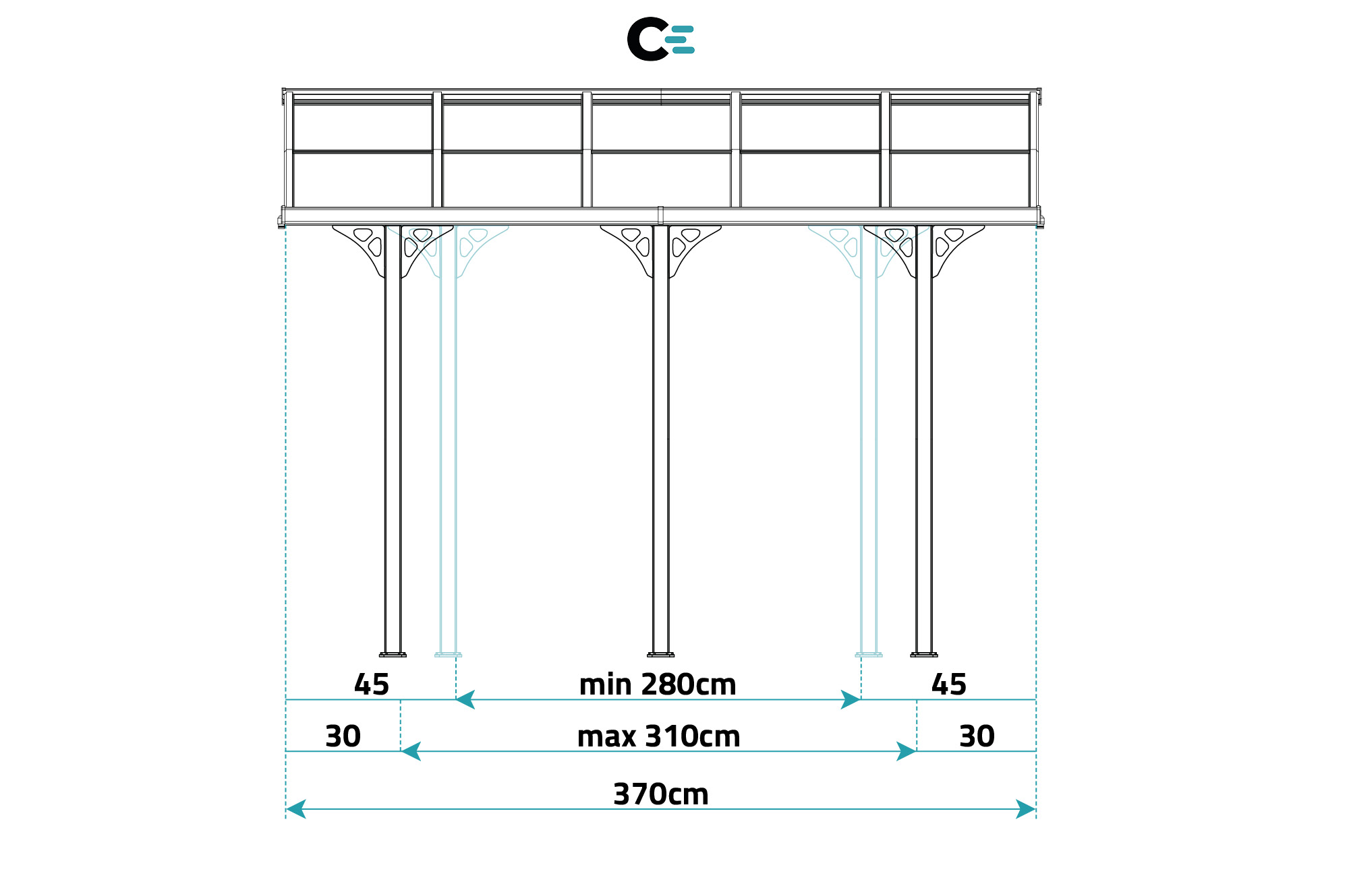 Fali Autóbeálló / Pergola 12m² KLEO 4x3m Alumínium Szürke 8