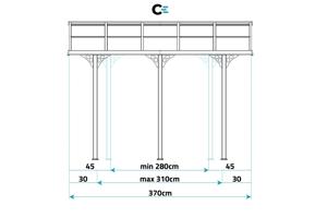 Fali Autóbeálló / Pergola 12m² KLEO 4x3m Alumínium Szürke 8
