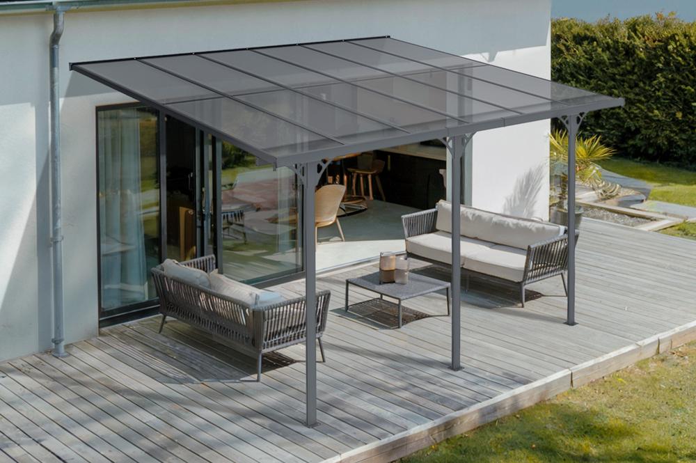 Toit terrasse/Carport 12m² KLEO 4x3m aluminium gris