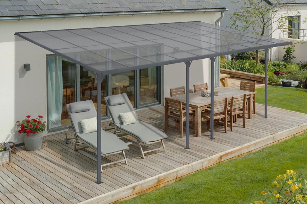 Toit terrasse/Carport 18m² KLEO 6x3m aluminium gris