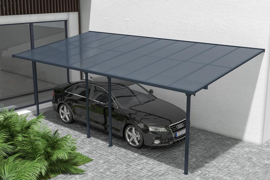 Wall mounted pergola kitset/carport 18m² KLEO 600L300 aluminium Grey