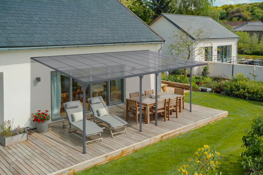 Toit terrasse/Carport 18m² KLEO 6x3m aluminium gris