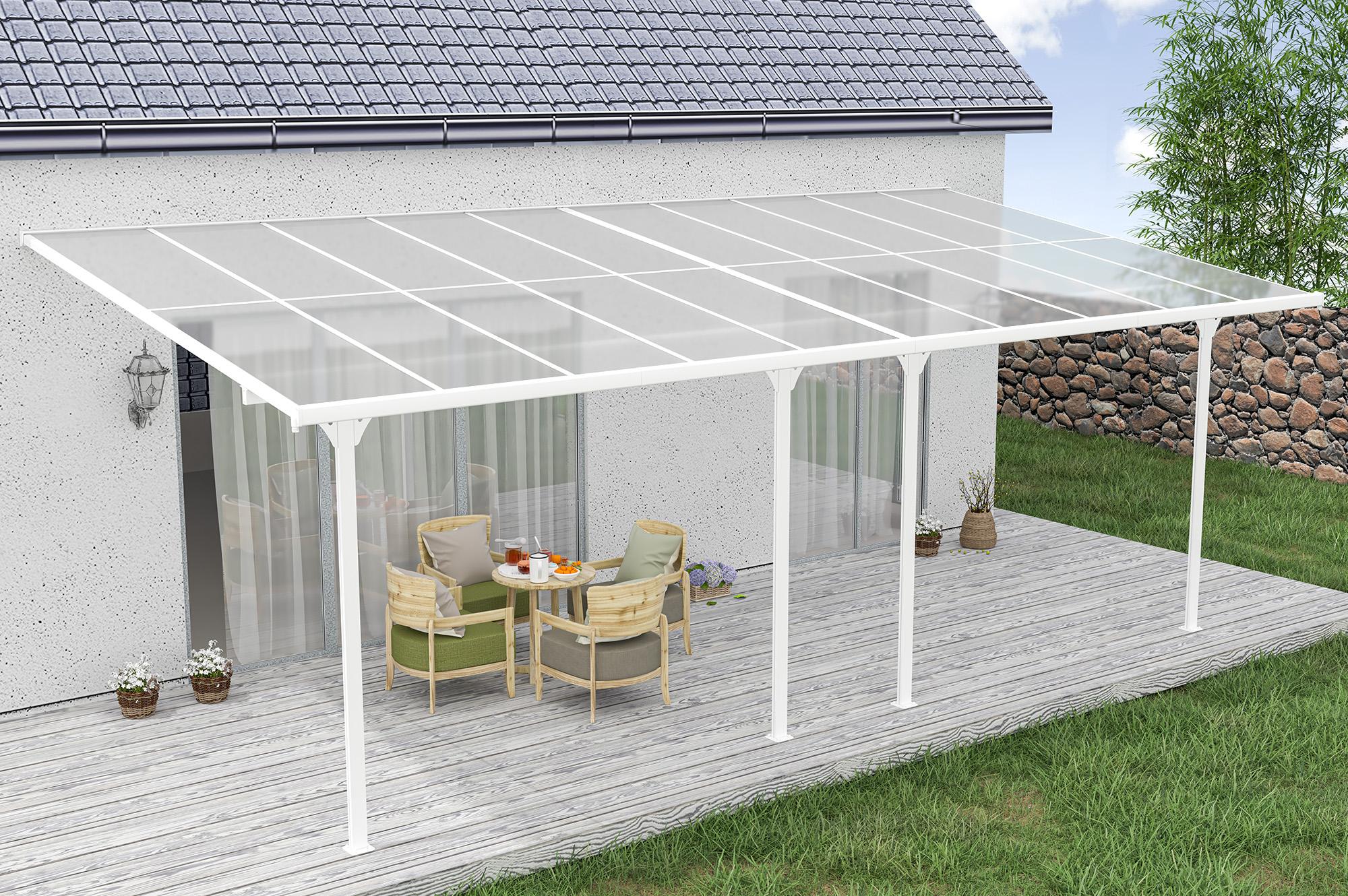 Pristavaná pergola/prístrešok na auto 18m² KLEO 600L300 hliník Biela 5