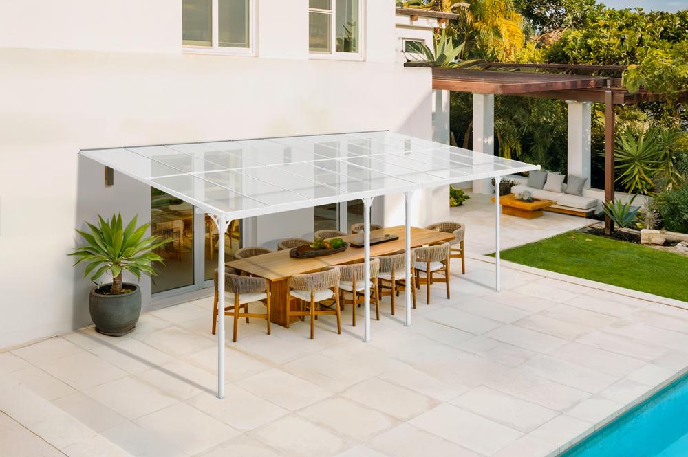 Toit terrasse/Carport 18m² KLEO 6x3m aluminium blanc