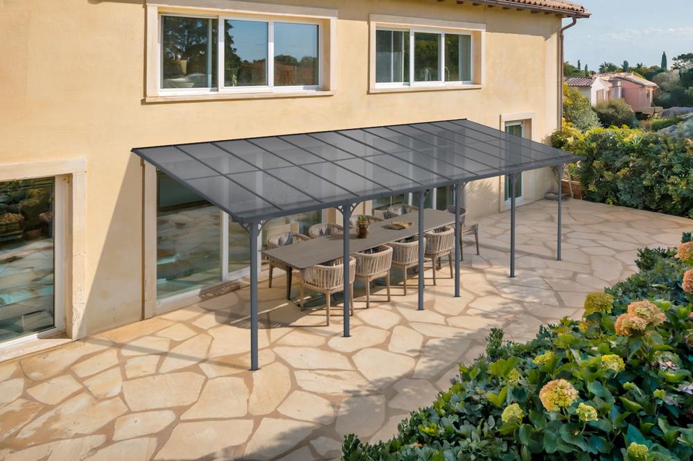 Toit terrasse/Carport 24m² KLEO 8x3m aluminium gris