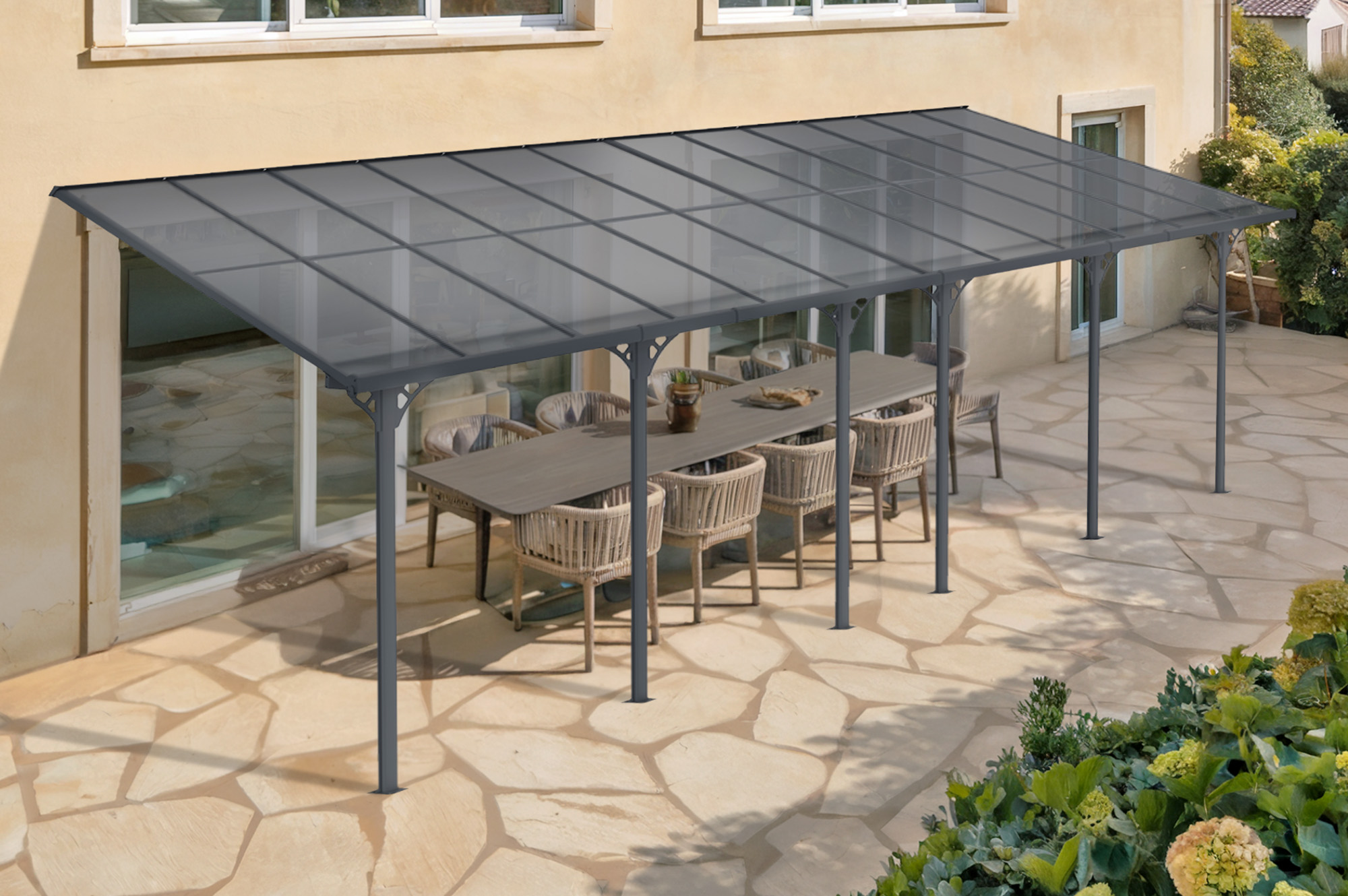 Fali Autóbeálló / Pergola 24m² KLEO 8x3m Alumínium Szürke main_image
